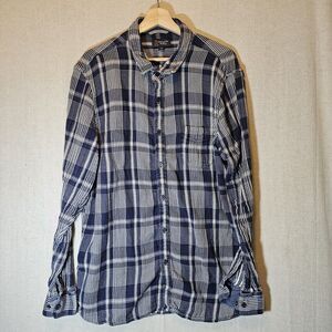 Wallin & Bros Blue White Plaid Double Layer Button-up Mens long sleeves Size XXL